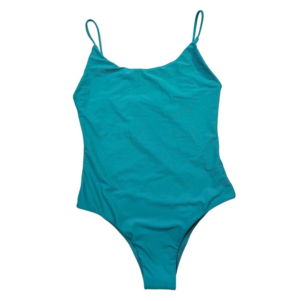MIKOH One Piece Swimsuit XL Teal Seamless Cheeky Minimal NWT Resortwear